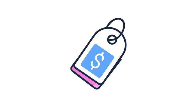 Price tag animated icon symbolizing sales, offers, discounts, and shopping