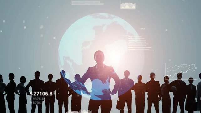 Group of multinational business people and digital technology concept
