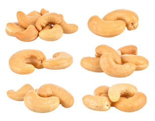 Fototapeta premium Golden Roasted Cashew Nuts Arranged Against Transparent Background Closeup Photography