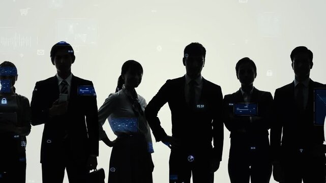 Group of multinational business people and digital technology concept