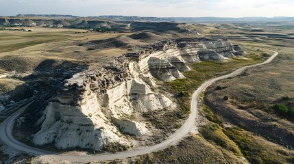 Shot Of Curving Desert Highway Through Summer