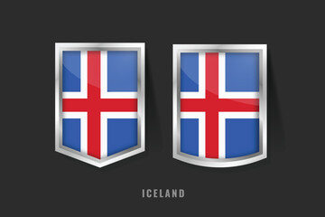 Obraz premium Vector Illustration of ICELAND Label Logo. ICELAND Badge Sign ICELAND With Flag, Icelandic Product Label Banners Template.