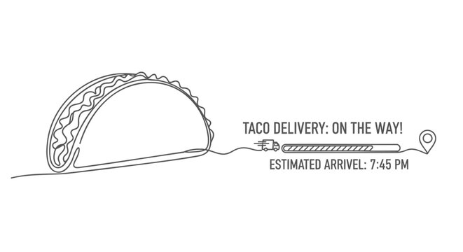 Taco delivery concept with estimated arrival time and location