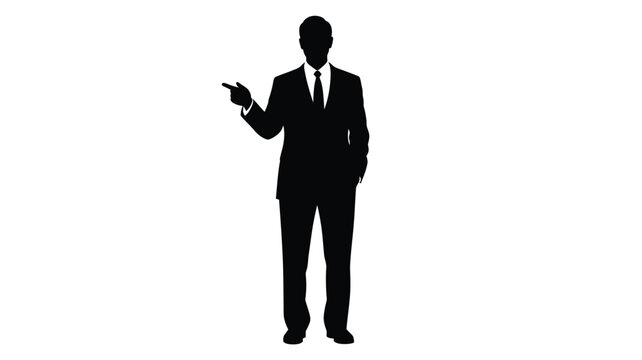 a business man in a suit pointing his finger silhouette