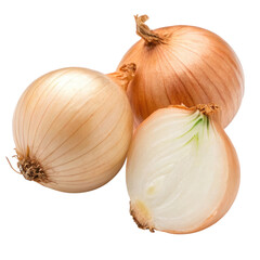 Fototapeta premium Delicious onion bulbs isolated on a white background showcasing freshness and versatility in cooking