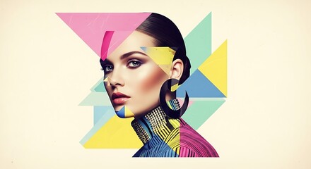 Creative Makeup Look With Floating Geometric Design Elements