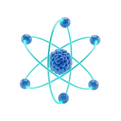 3D molecular structure with glowing blue nodes and connections isolated on transparent background