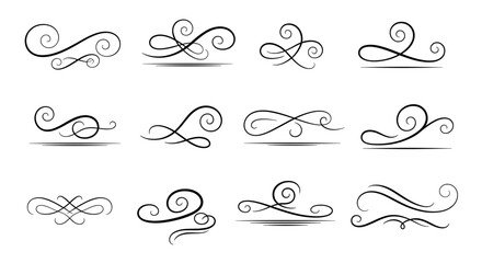 Elegant swirl and flourish ornament set for decorative design projects
