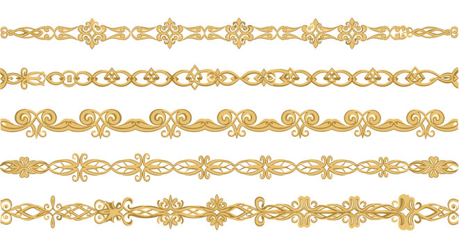 Elegant gold decorative borders in ornate design for luxurious projects