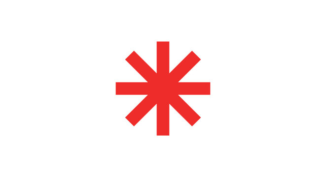 Bold red asterisk icon on white background