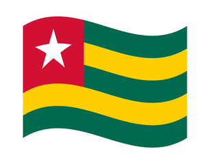 Togo waving flag icon with star and stripes on transparent background