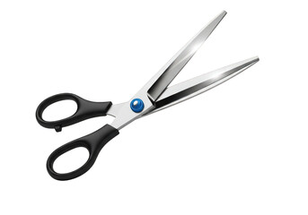 Obraz premium Sharp silver scissors with black handles for cutting paper