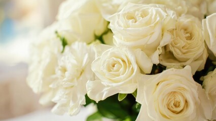 A bouquet of white roses Concept White Rose Bouquet, Elegant Floral Arrangement, Bridal Bouquet, Minimalist White Flowers, Romantic Gift