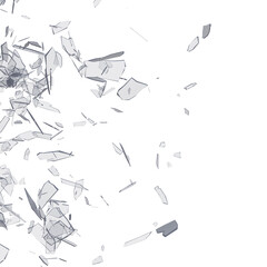 Fototapeta premium Shattered glass debris isolated transparent background photo realistic 3d rendering PNG 16 bit with alpha channel 