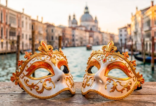 Maschera veneziana tradizionale al Carnevale di Venezia