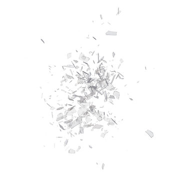 Shattered glass debris isolated transparent background photo realistic 3d rendering PNG 16 bit with alpha channel
