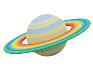 Stunning 3d rendering of a planet with a vibrant ring system in a highly detailed and realistic style, isolated on transparent background