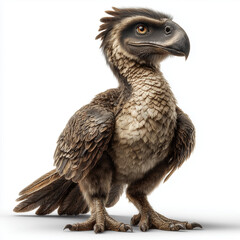 Fototapeta premium Realistic Microraptor feathered dinosaur with wings isolated on white background