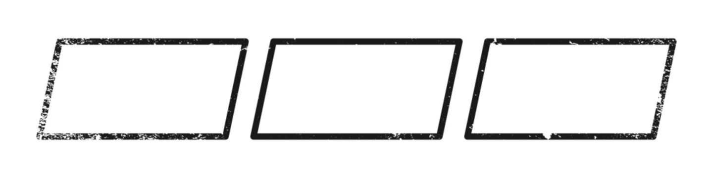 Set of grunge borders in parallelogram form