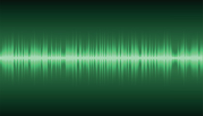 Green glowing soundwave light pattern on dark background with audio rhythm