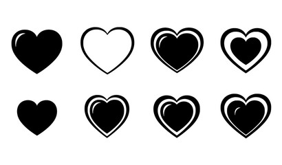 Red and black heart icon set love symbol vector