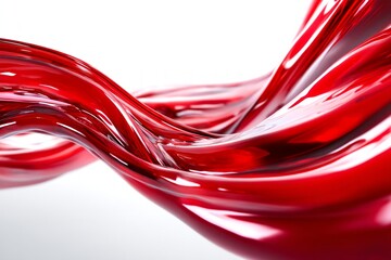 Abstract Red Liquid Waves Flowing in Dynamic Formation