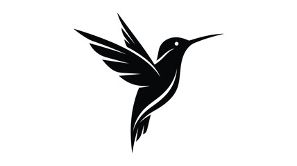 Obraz premium a detailed black hummingbird in flight showcasing graceful wings silhouette