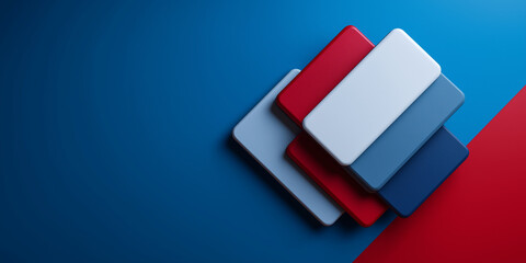 Abstract geometric red blue blocks