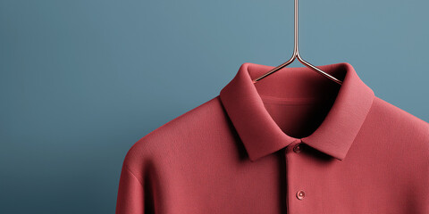 Red polo shirt on hanger