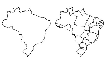 Obraz premium Brazil Map White Silhouette with Detailed Regions – Editable Layered EPS | Brazil Outline Vector