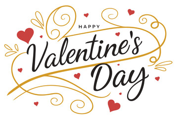 Obraz premium Happy Valentine's Day Typography Vector Design on transparent Background. Beautiful Handwritten Valentines Day Lettering with Hearts. Love and Romance Themed Illustration for February 14th.