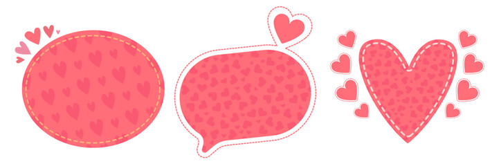Obraz na płótnie Canvas Pink Valentines day speech bubble set with hearts. Valentines day banner collection, poster, social media post layout, quiz backdrop, square banner design template set. abstract pink love shape