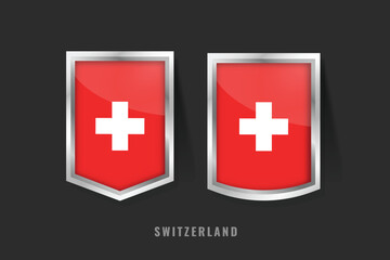 Vector Illustration of SWITZERLAND Label Logo. SWITZERLAND Badge Sign SWITZERLAND With Flag, Swiss Product Label Banners Template.