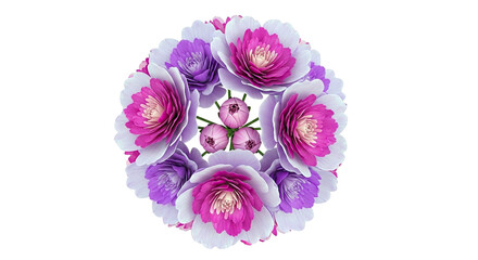 Circular Arrangement of Pink and Purple Flowers
