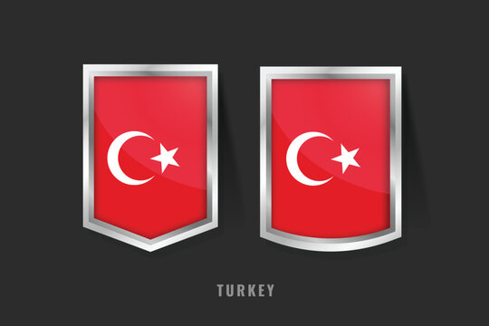 Vector Illustration of TURKEY Label Logo. TURKEY Badge Sign TURKEY With Flag, Turkish Product Label Banners Template.