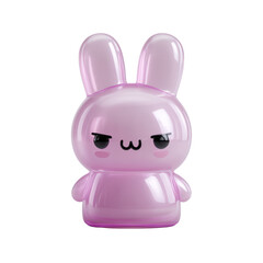 Pink Bunny Balloon Toy with Cute Angry Expression in Studio