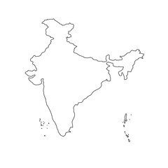 India Map White Silhouette &ndash; Editable Layered EPS | India Vector Map