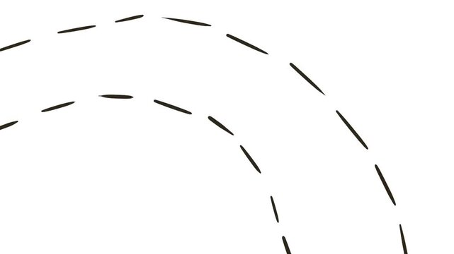 Two intermittent paths or lines cross the screen in an arc, simulating particle streams.