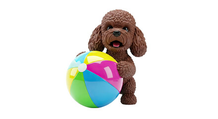 Toy Poodle with a Beach Ball