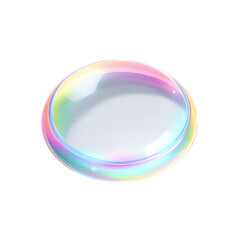 Colorful Glossy Bubble with Rainbow Reflection on White Background