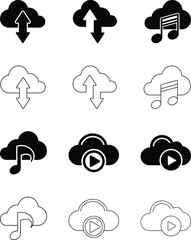 Cloud Storage and Media Service Icons Set