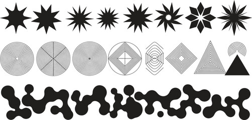 black and white geometric shapes on white background