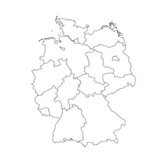Fototapeta premium Germany Map White Silhouette with Detailed Regions – Editable Layered EPS | Germany Outline Vector