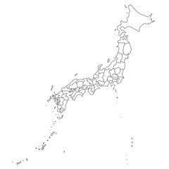 Japan Map White Silhouette with Detailed Regions &ndash; Editable Layered EPS | Japan Outline Vector