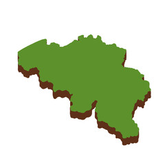 Fototapeta premium 3D Green Map of the Belgium with transparent image for travel book, poster, business, 