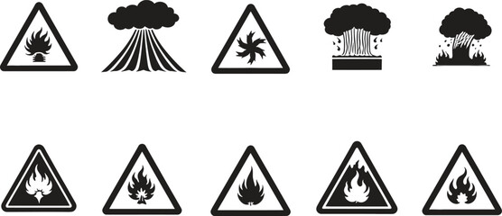 blackandwhite warning signs for hazardous materials  caution symbols