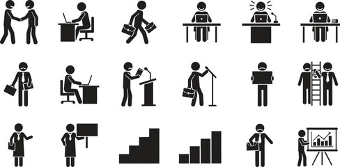 business people icons set for workflow and management