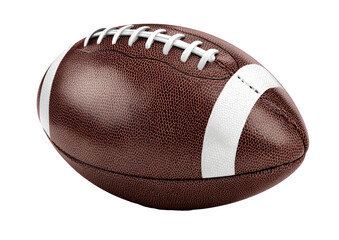 American Football Ball with White Stripes and Laces on White Background