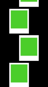 Polaroid Frame Scrolling Animation On Green Screen. Vertical Animation
