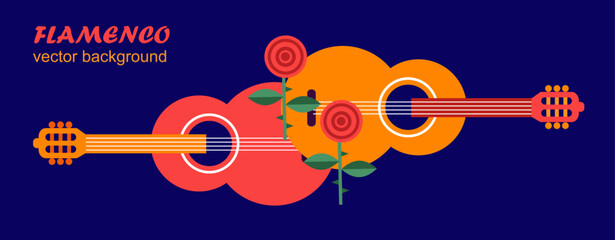  flamenco vector colorful poster with guitar